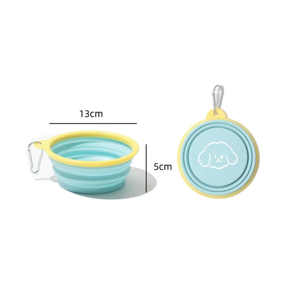 Collapsible Dog Bowl with Carabiner, Portable Silicone Travel Bowl