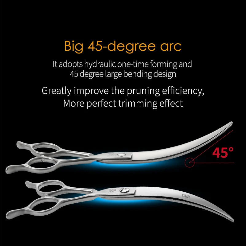 Fenice 45° Curved Dog Grooming Scissors, Japan 440C Steel