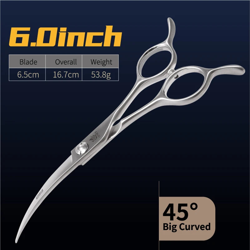 Fenice 45° Curved Dog Grooming Scissors, Japan 440C Steel