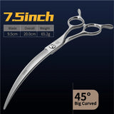 Fenice 45° Curved Dog Grooming Scissors, Japan 440C Steel