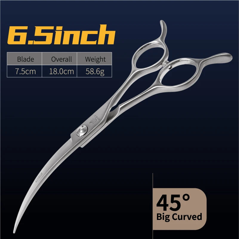 Fenice 45° Curved Dog Grooming Scissors, Japan 440C Steel