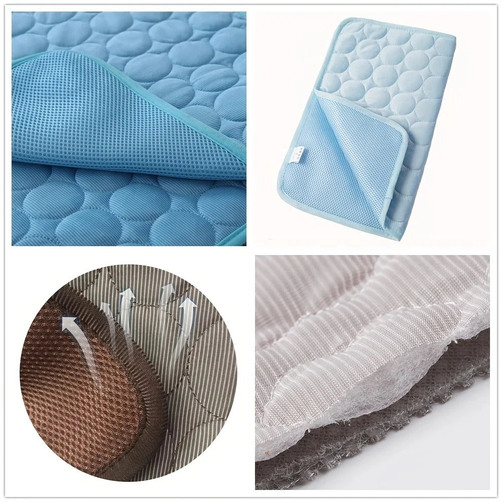 Dog Cooling Mat, Washable Ice Silk Pad for Summer, 5 Sizes