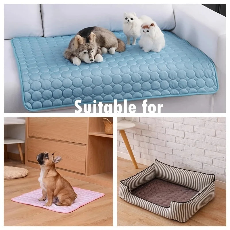 Dog Cooling Mat, Washable Ice Silk Pad for Summer, 5 Sizes