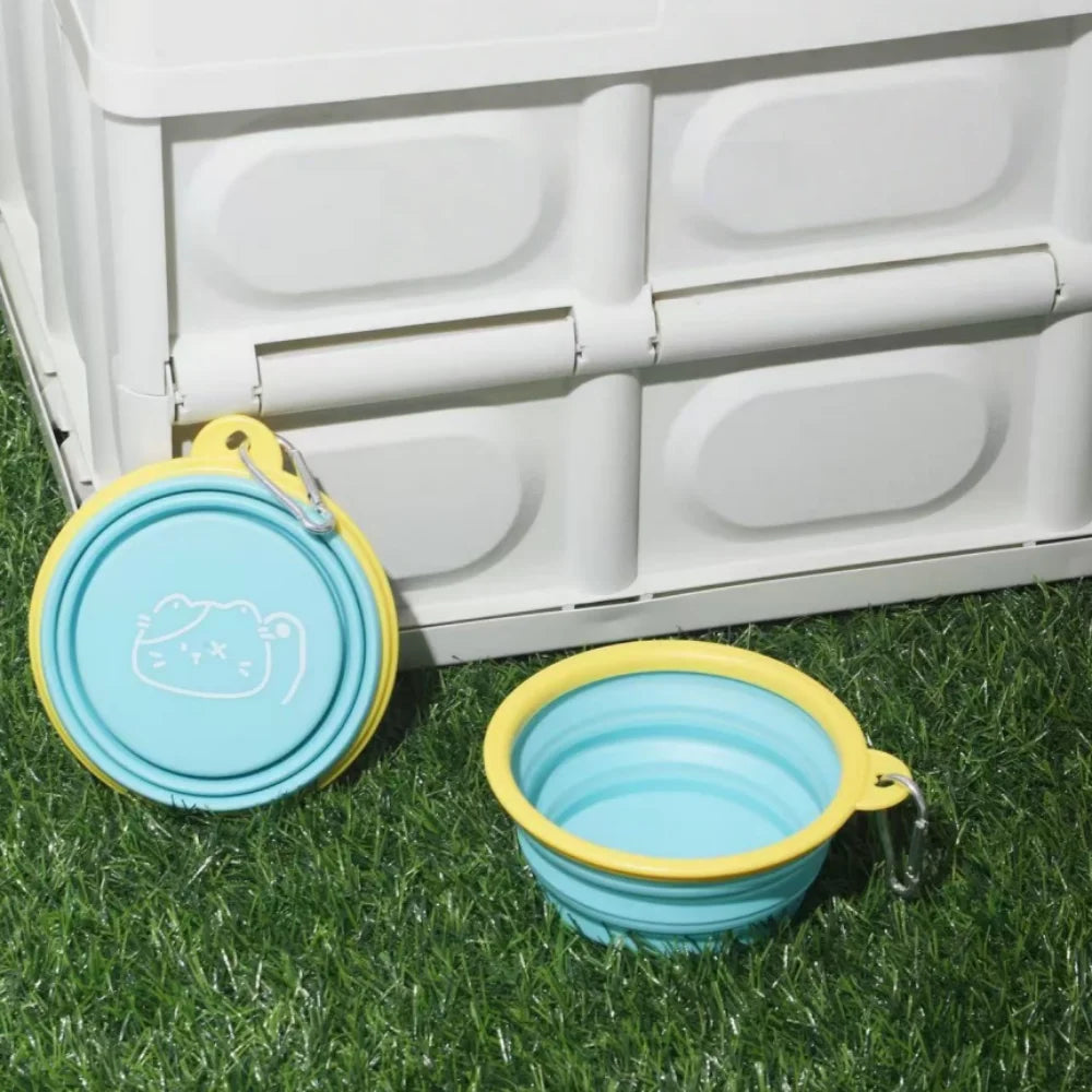 Collapsible Dog Bowl with Carabiner, Portable Silicone Travel Bowl
