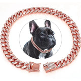 Cuban Link Dog Chain Necklace with Zirconia Stones, 6 Colors