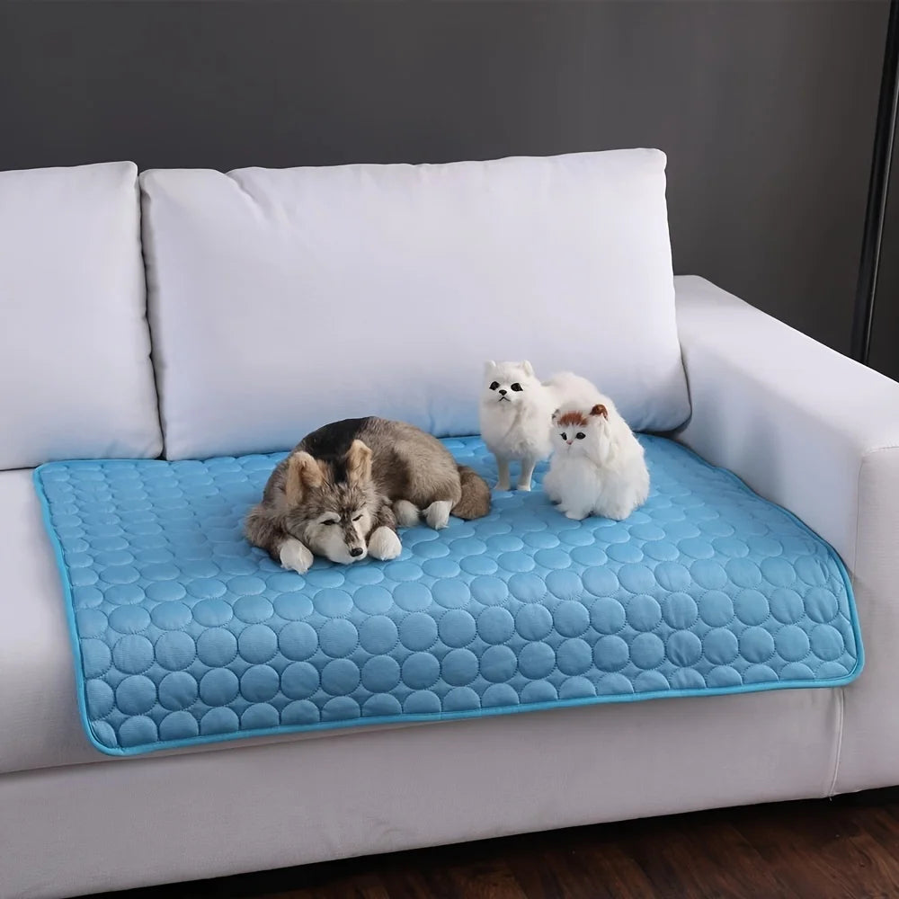 Dog Cooling Mat, Washable Ice Silk Pad for Summer, 5 Sizes