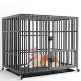 Heavy Duty Dog Crate with Wheels & 3 Locking Doors