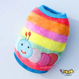 Rainbow Striped Dog Vest with Caterpillar Design for Small Dogs