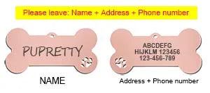 Personalized Dog ID Tag, Engraved Stainless Steel Bone