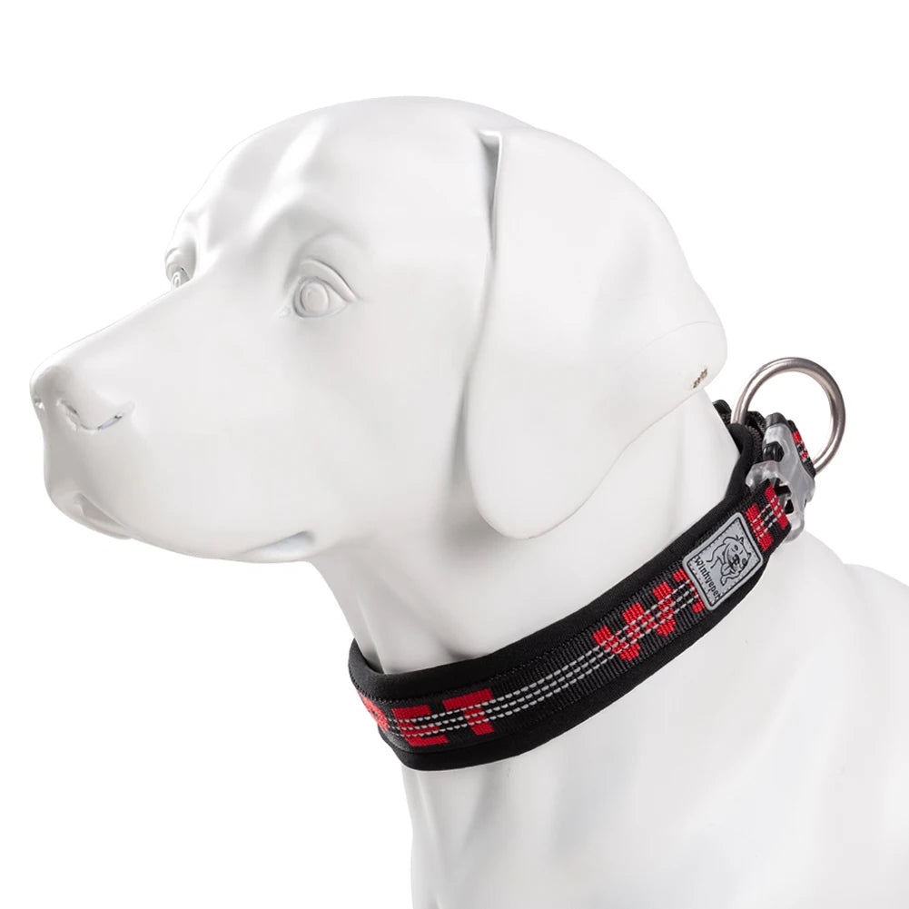 Quick Release Padded Dog Collar with Reflective Stitching, 5 Colors