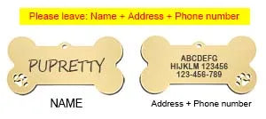 Personalized Dog ID Tag, Engraved Stainless Steel Bone