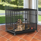 Heavy Duty Dog Crate with Wheels & 3 Locking Doors