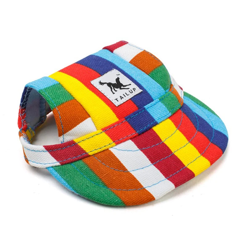Canvas Dog Baseball Hat with Ear Holes, Adjustable Cap S to XL