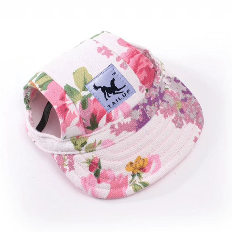 Canvas Dog Baseball Hat with Ear Holes, Adjustable Cap S to XL