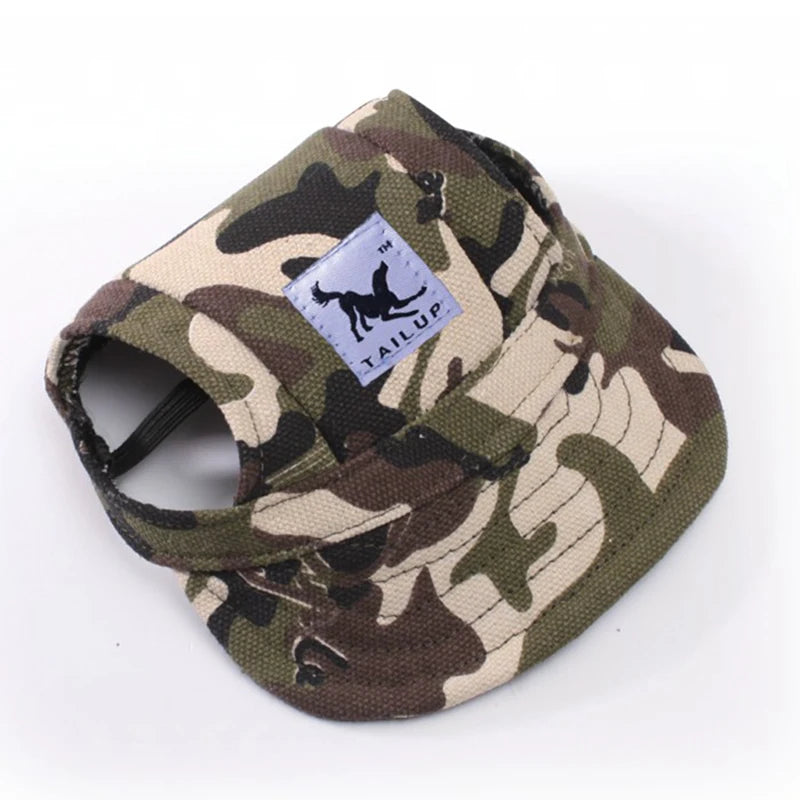Canvas Dog Baseball Hat with Ear Holes, Adjustable Cap S to XL