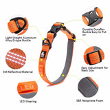 Reflective Padded Dog Collar with Aluminum D-Ring, S-L