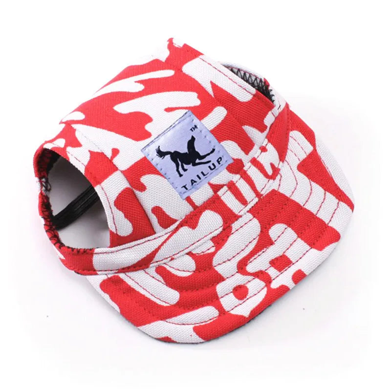 Canvas Dog Baseball Hat with Ear Holes, Adjustable Cap S to XL