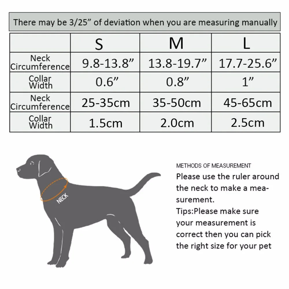 Reflective Padded Dog Collar with Aluminum D-Ring, S-L