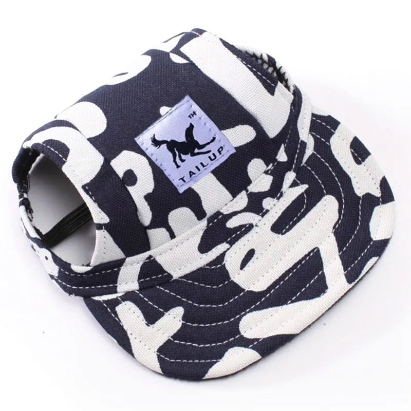 Canvas Dog Baseball Hat with Ear Holes, Adjustable Cap S to XL