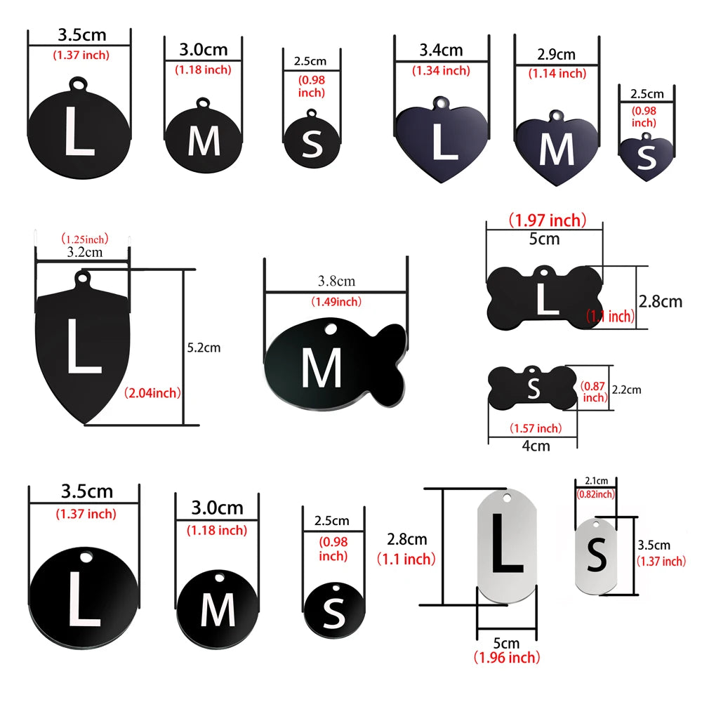 Personalized Bone Shaped Dog Tag, Engraved Stainless Steel