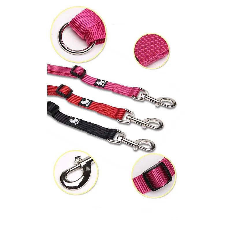 Double Dog Leash Coupler for Two Dogs, No Tangle Reflective Nylon