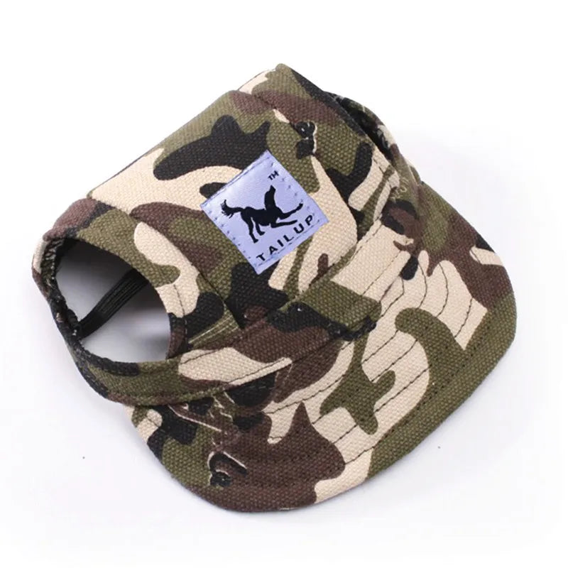 Canvas Dog Baseball Hat with Ear Holes, Adjustable Cap S to XL