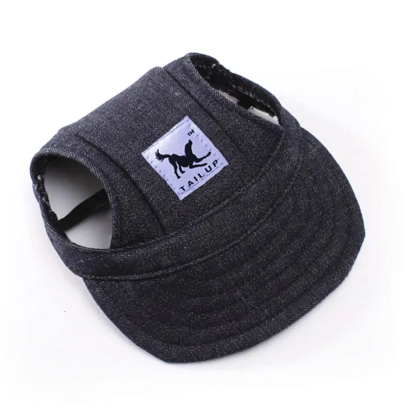 Canvas Dog Baseball Hat with Ear Holes, Adjustable Cap S to XL