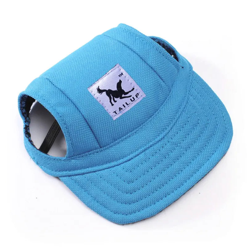 Canvas Dog Baseball Hat with Ear Holes, Adjustable Cap S to XL