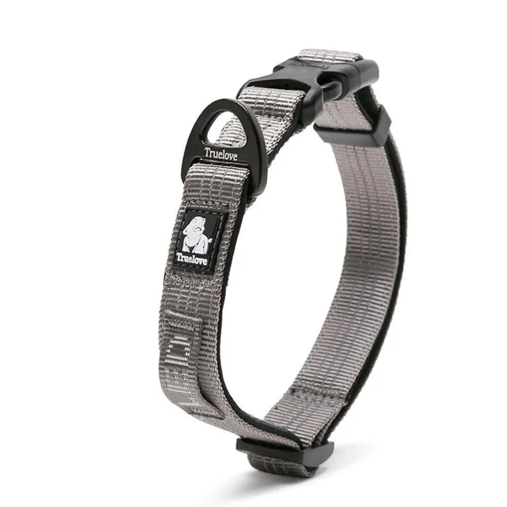 Reflective Padded Dog Collar with Aluminum D-Ring, S-L