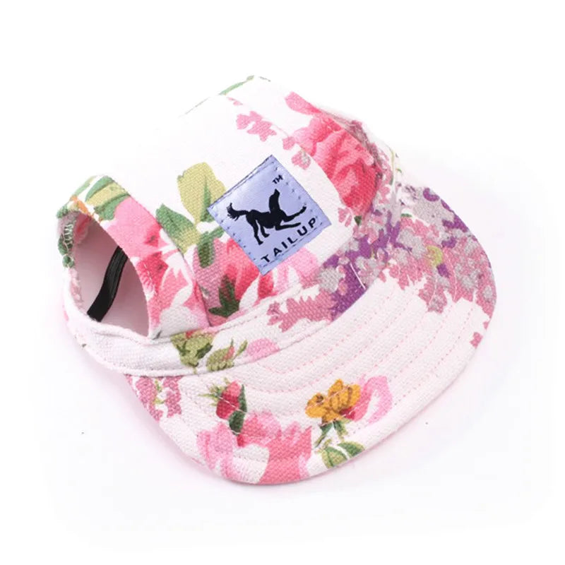 Canvas Dog Baseball Hat with Ear Holes, Adjustable Cap S to XL