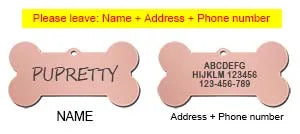 Personalized Dog ID Tag, Engraved Stainless Steel Bone