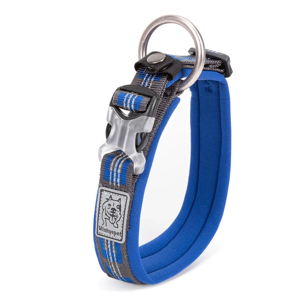 Quick Release Padded Dog Collar with Reflective Stitching, 5 Colors