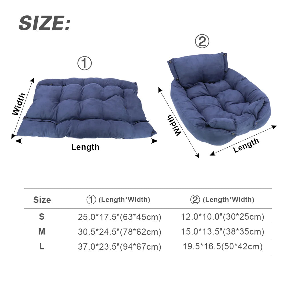 3-in-1 Convertible Dog Bed, Sofa and Mat for Small Dogs and Cats