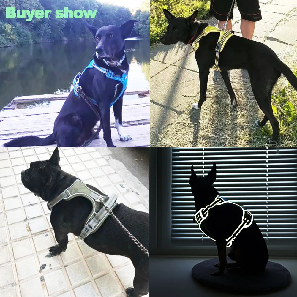 Padded Reflective Dog Harness Vest with Quick-Release Buckles