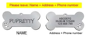 Personalized Dog ID Tag, Engraved Stainless Steel Bone