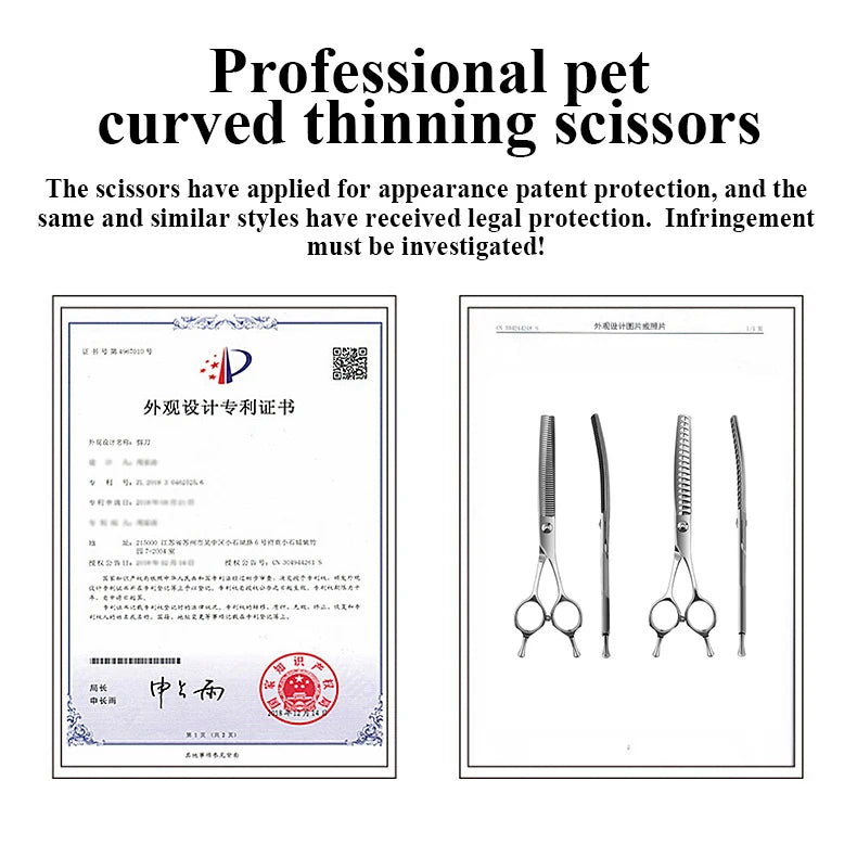 Curved Chunkers and Thinners for Dog Grooming, 7 or 7.5 Inch