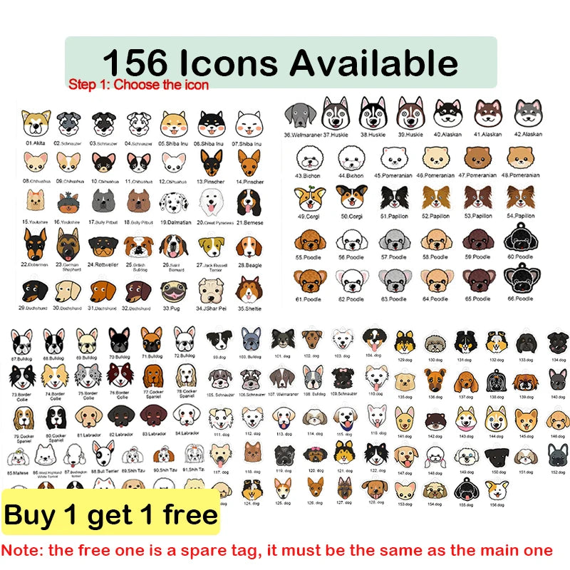 Personalized Dog ID Tag with Breed Icon, Custom Acrylic Tag