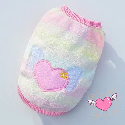 Rainbow Striped Dog Vest with Caterpillar Design for Small Dogs