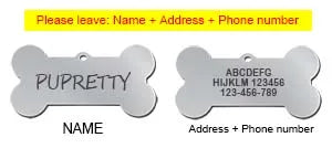 Personalized Dog ID Tag, Engraved Stainless Steel Bone