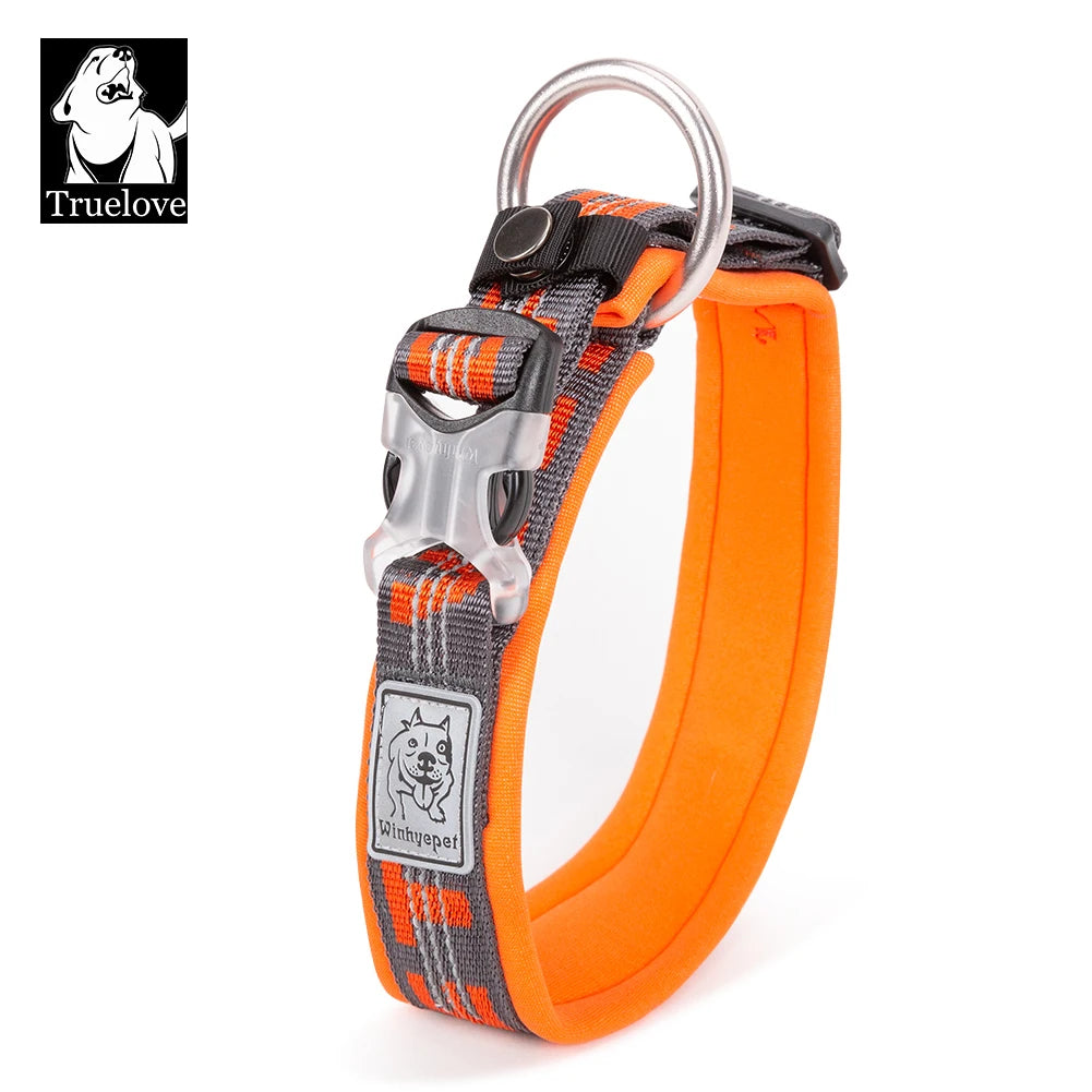 Quick Release Padded Dog Collar with Reflective Stitching, 5 Colors