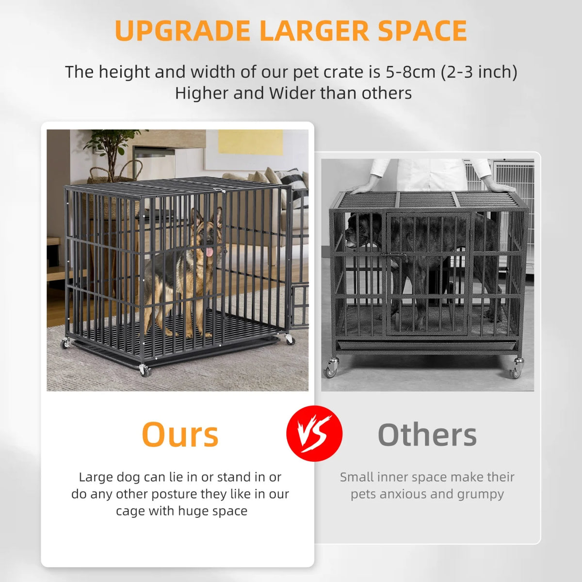 Large Heavy Duty Dog Crate with 4 Lockable Wheels