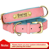 PU Leather Dog Collar with Engraved Nameplate ID Tag, Padded