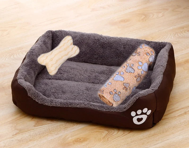 Plush Rectangle Dog Bed with Raised Sides in Candy Colors
