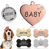 Personalized Bone Shaped Dog Tag, Engraved Stainless Steel