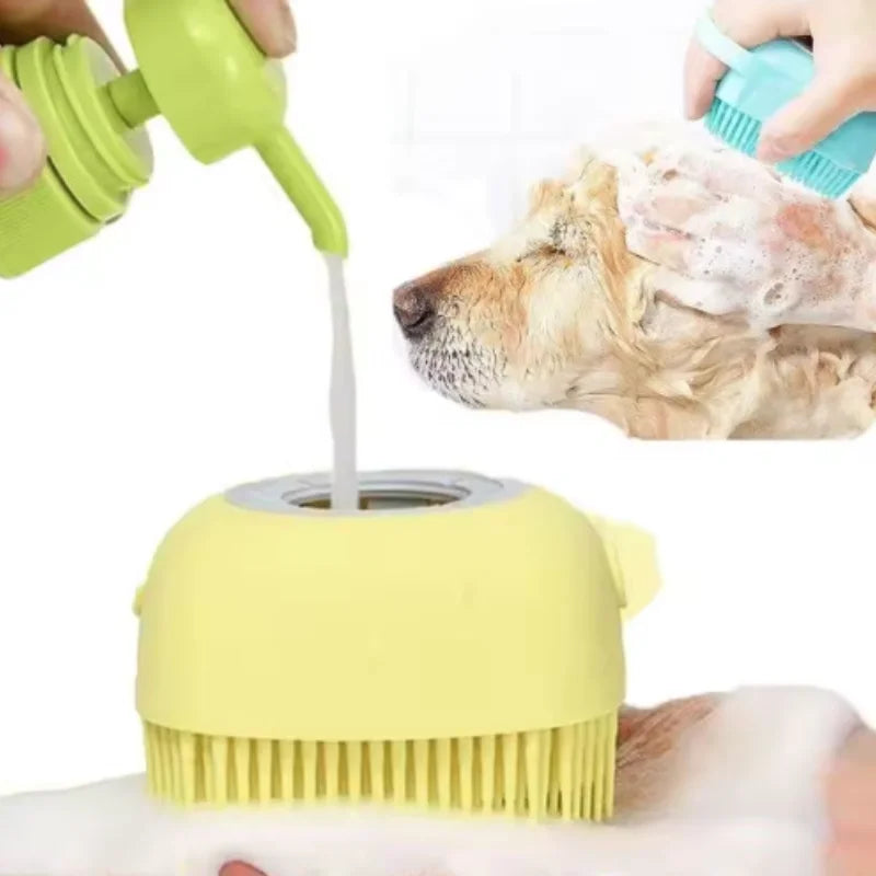 Silicone Dog Bath Brush with Shampoo Dispenser