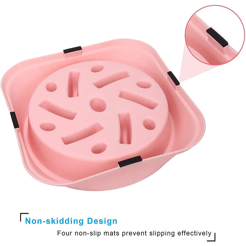 Anti-Gulping Puzzle Dog Bowl with Four Non-Slip Pads, Slow Feeder