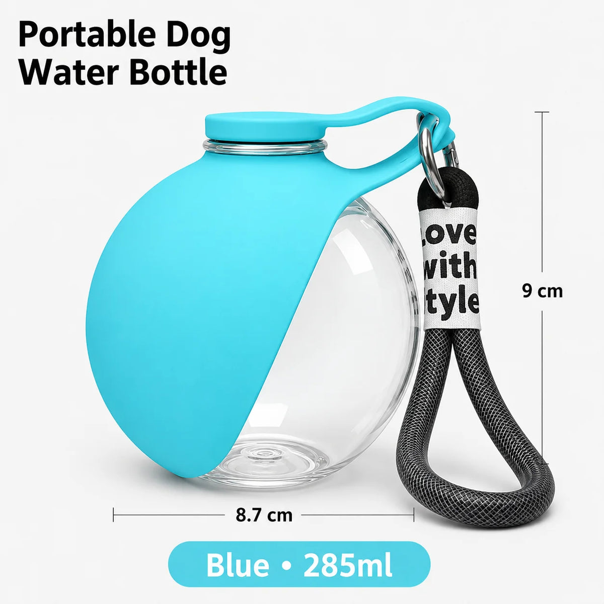 Portable Dog Water Bottle with Built-In Bowl, Stainless Steel