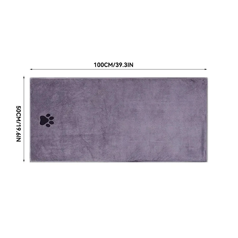 Microfiber Dog Bath Towel with Embroidered Paw Print