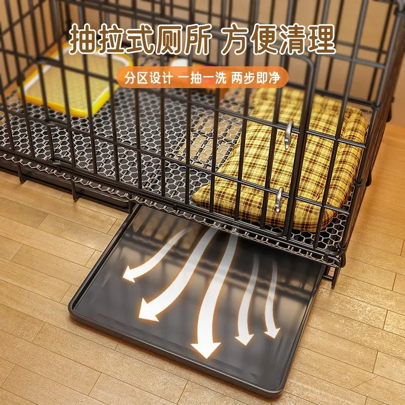 Folding Dog Cage with Pull-Out Tray for Small & Medium Dogs