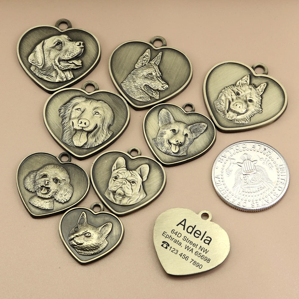 Personalized Dog Breed ID Tag with Engraved Name and Address